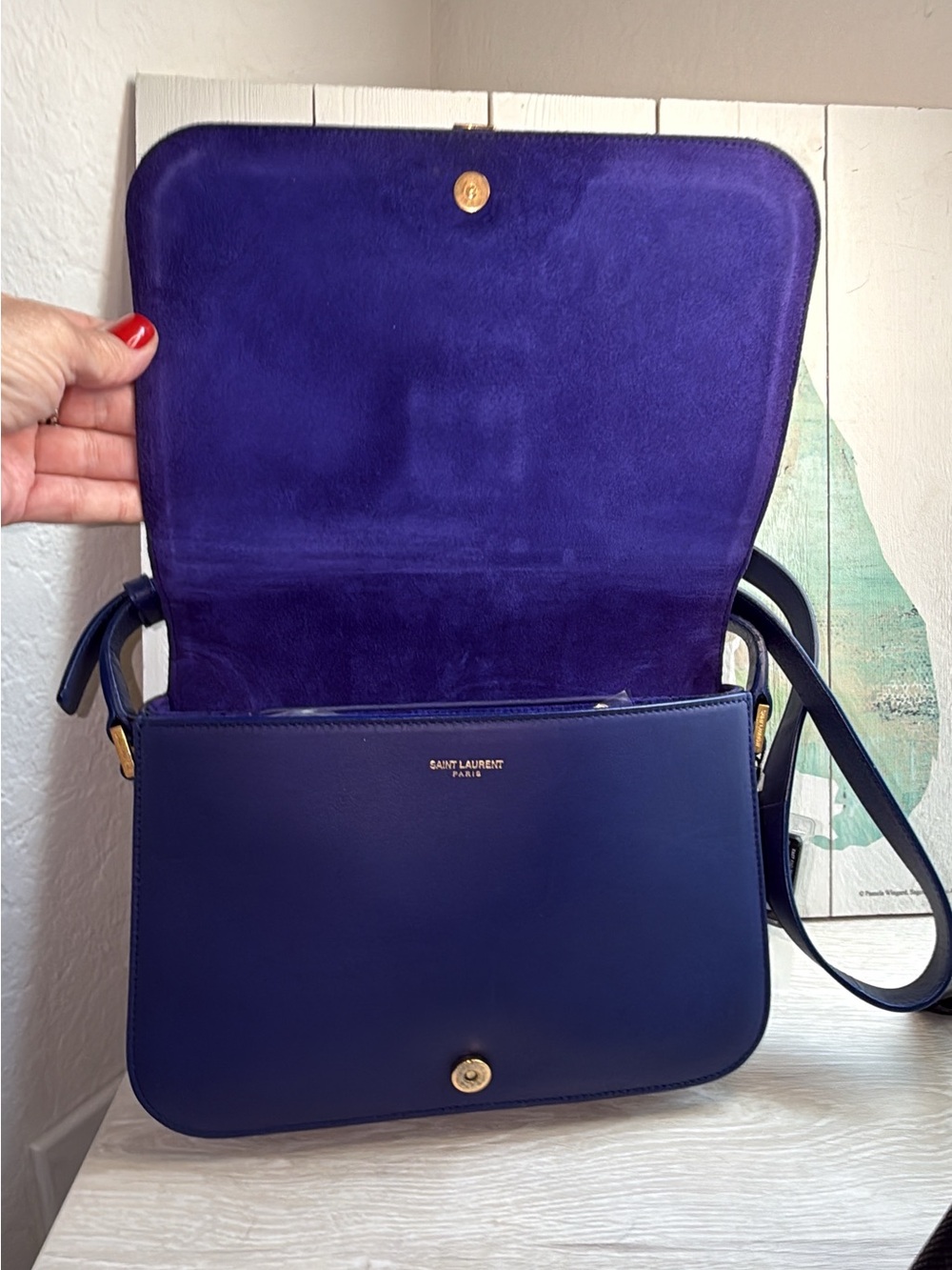 YVES SAINT LAURENT
Blue Leather Ligne Y Crossbody Bag STUNNING - Picture 7 of 14